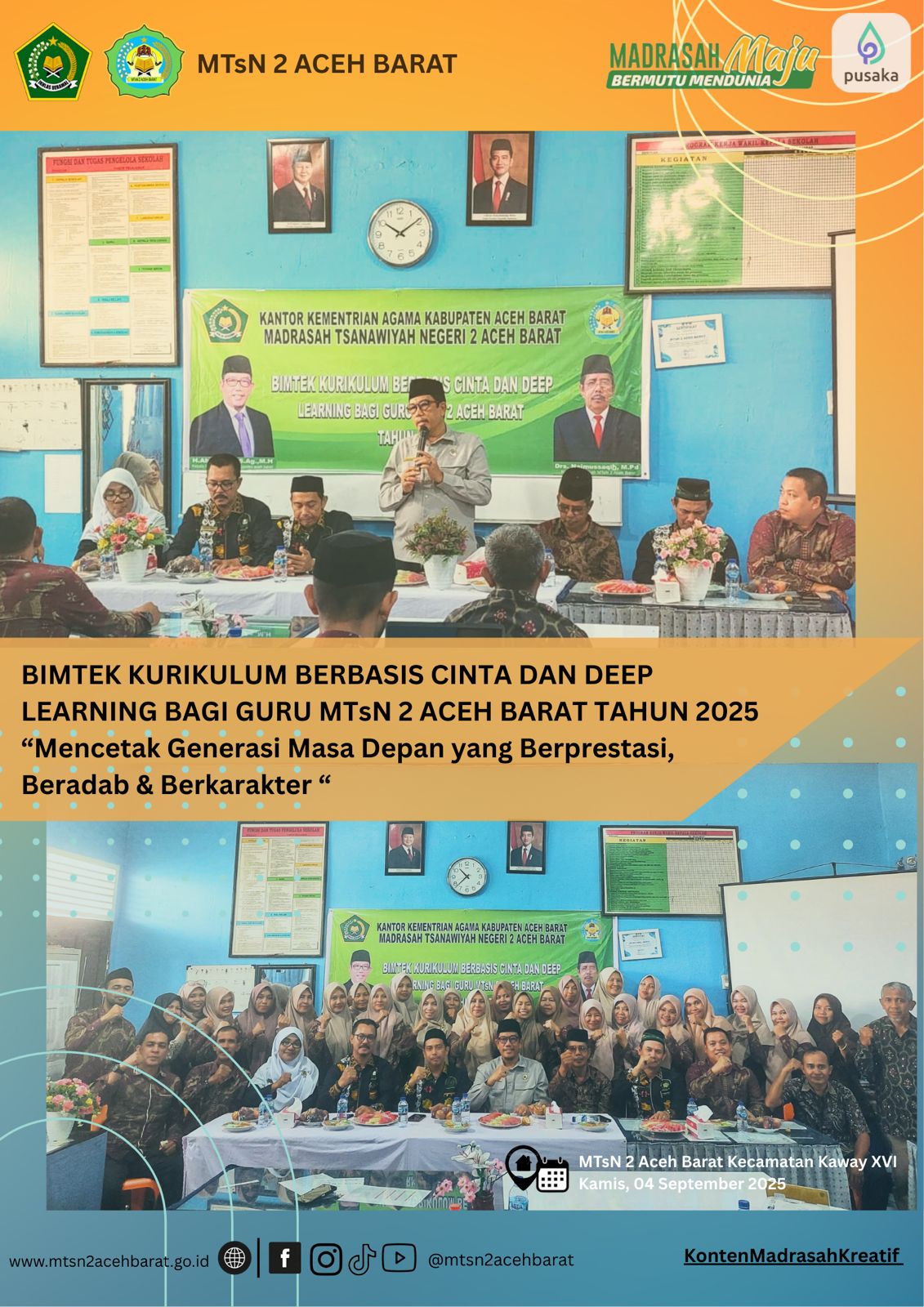 MTsN 2 Aceh Barat Gelar BIMTEK Kurikulum Berbasis Cinta dan Deep Learning